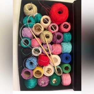Colorful Yarn Set with Knitting Needles